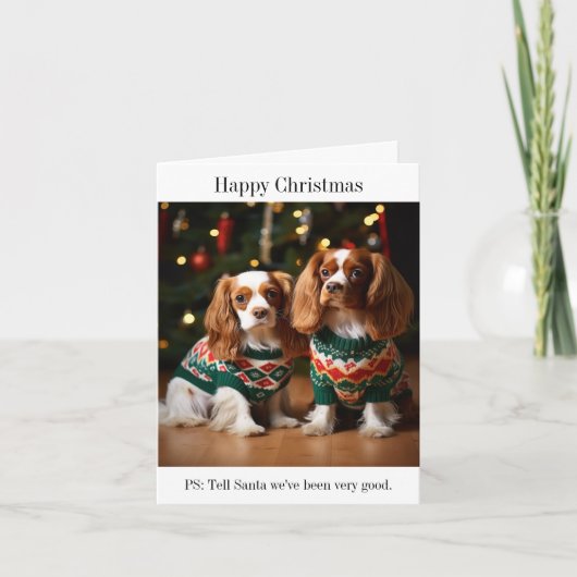 King Charles Spaniels in Christmas Jumpers Card Karte (Vorderseite)