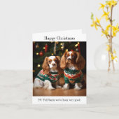 King Charles Spaniels in Christmas Jumpers Card Karte (Gelbe Blume)