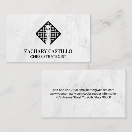 King Chess Piece | Schachbrett Visitenkarte (Vorne/Hinten)