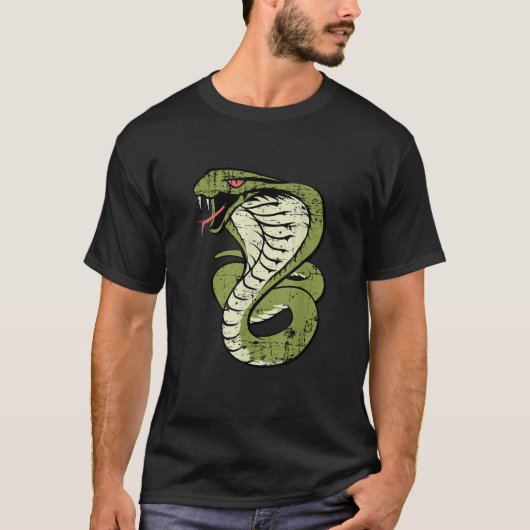 King Cobra Hissing Distressed Snake Lover T Shirt (Vorderseite)