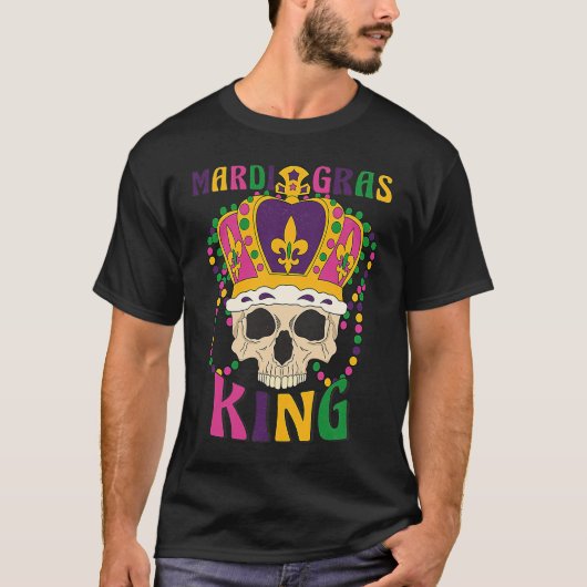 King Costumes Funny Skull Mardi Gras Carnival T-Shirt (Vorderseite)