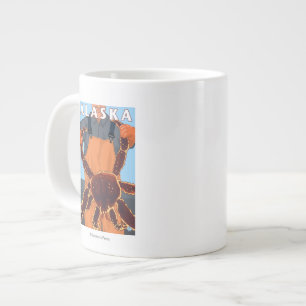 King Crab und Fisherman Vintage Travel Poster Jumbo-Tasse