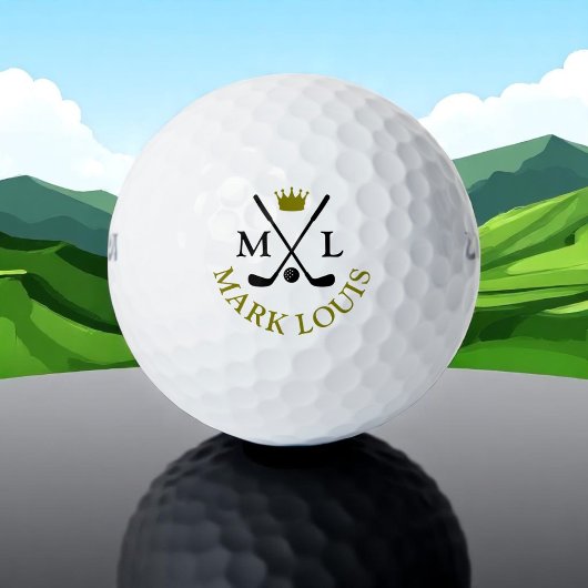 King Crown Cool Golfer Monogram Golfball