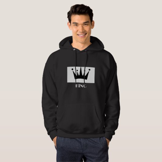 King Custom Text Crown Hoodie Black Sweatshirt (Vorne ganz)