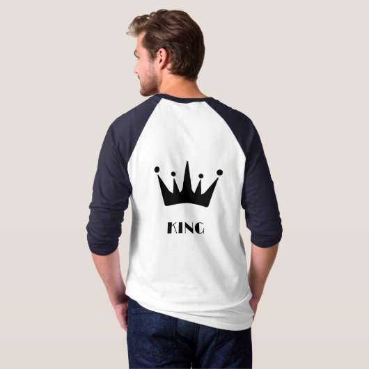 King Custom Text Crown Image Basic 3/4 Raglan T-Shirt (Schwarz voll)