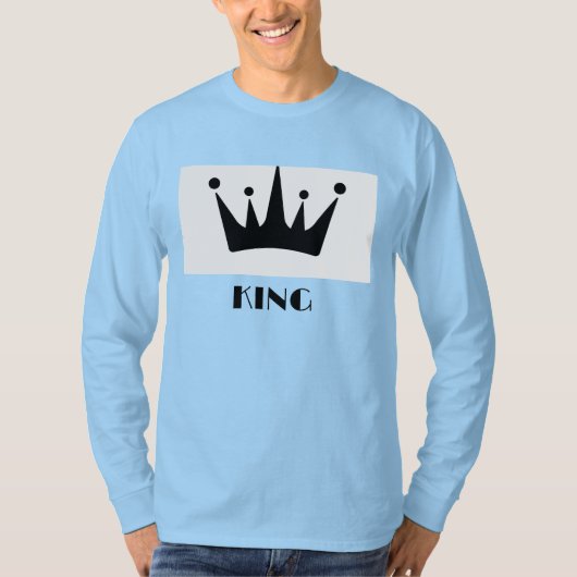 King Custom Text Crown Image Blue Long Sleev T-Shirt (Vorderseite)