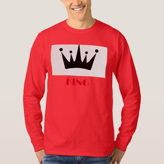 King Custom Text Crown Image Deep Red Long Sleeve T-Shirt (Vorderseite)