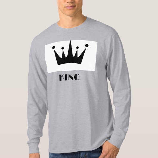 King Custom Text Crown Image Gray Long Sleeve T-Shirt (Vorderseite)