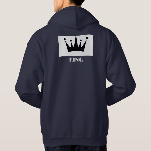 King Custom Text Crown Image Navy Blue Sweatshirt (Rückseite)
