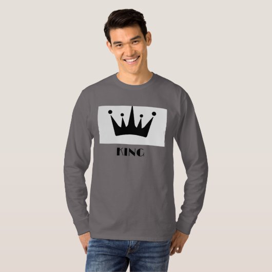 King Custom Text Crown Image Rmoke Gray Long Sleev T-Shirt (Vorne ganz)