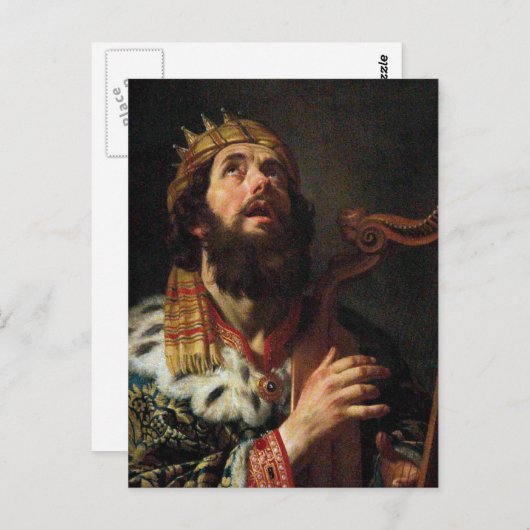 'King David Playing the Harp' Postkarte (Vorne/Hinten)