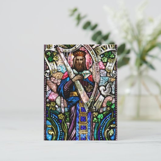 King David Stached Glass Art Postkarte (Stehend Vorderseite)