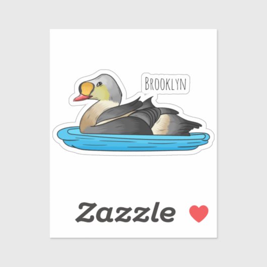 King eider bird Cartoon Aufkleber (Blatt)