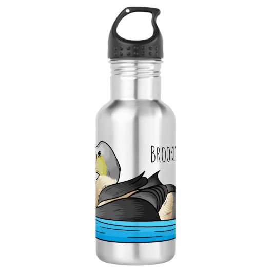 King eider bird Cartoon Edelstahlflasche (Vorderseite)