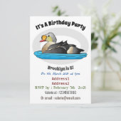 King eider bird Cartoon Einladung (Stehend Vorderseite)