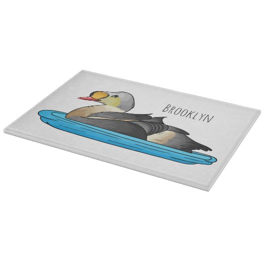 King eider bird cartoon illustration schneidebrett (Ecke)