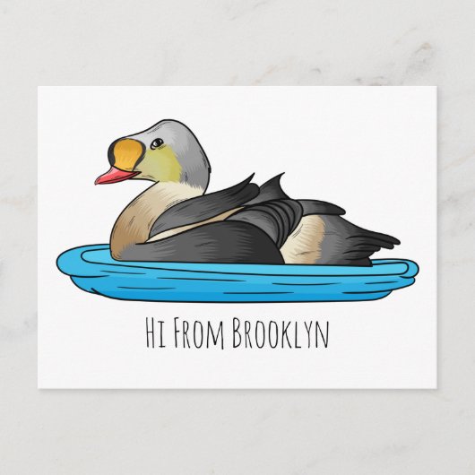 King eider bird Cartoon Postkarte (Vorderseite)