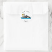 King eider bird Cartoon Runder Aufkleber (Tasche)