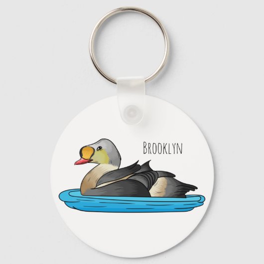 King eider bird Cartoon Schlüsselanhänger (Vorderseite)