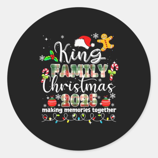 King Family Christmas 2025 Matching Santa Tee Xmas Runder Aufkleber (Vorderseite)
