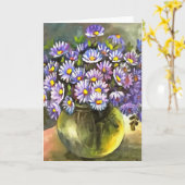 King George Asters In A Metallic Vase Karte (Gelbe Blume)