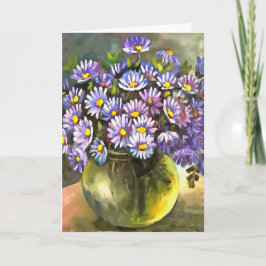 King George Asters In A Metallic Vase Karte