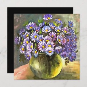 King George Asters in einer Metallvase Einladung