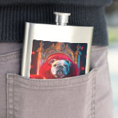 King gewann den Bulldog auf seinem Thron Flachmann (Beispiel)
