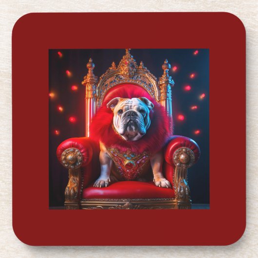 King gewann den Bulldog auf seinem Thron Getränkeuntersetzer (Vorderseite)