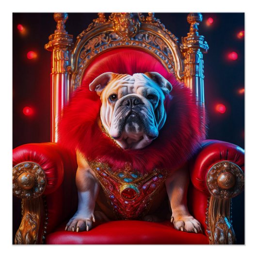 King gewann den Bulldog auf seinem Thron Poster (Vorderseite)