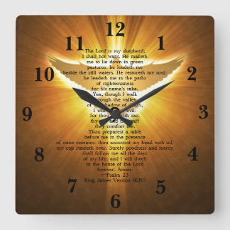 King James Version Psalm 23 Bibelschrift Quadratische Wanduhr