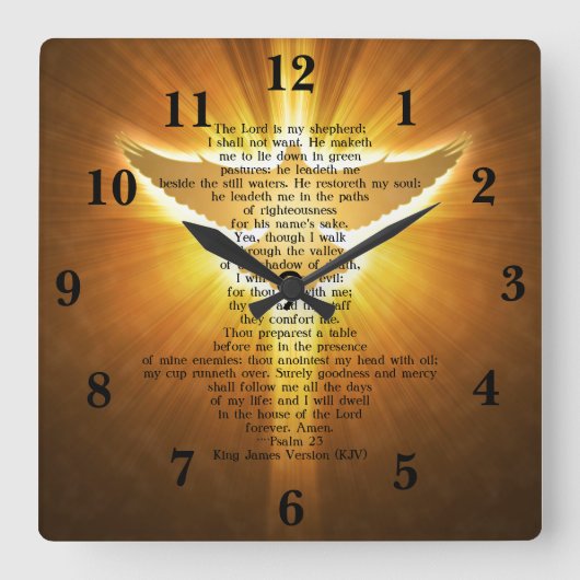 King James Version Psalm 23 Bibelschrift Quadratische Wanduhr (Vorderseite)