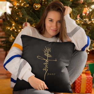 KING JESUS Elegante Schwarz/Gold Christliche Weihn Kissen