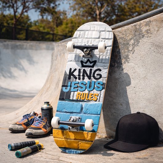 King Jesus Rules White Brick Graffiti Christlich Skateboard
