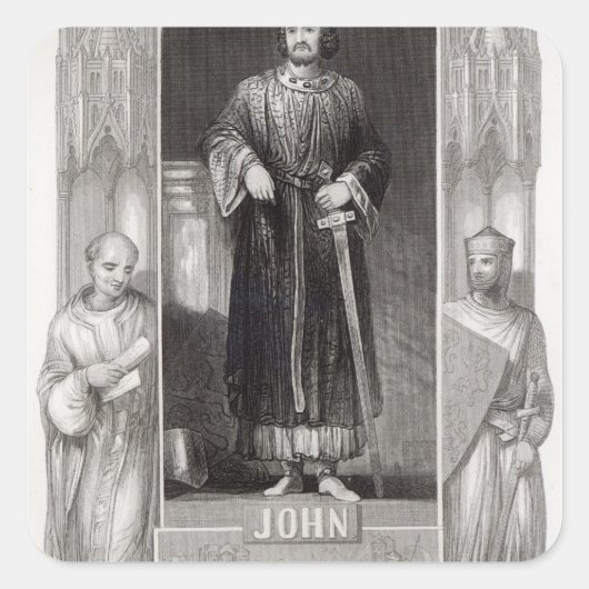 King John Quadratischer Aufkleber (Vorderseite)