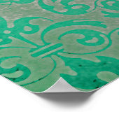King Jullian & Lemurs Out on a Lima Green Damask P Poster (Ecke)
