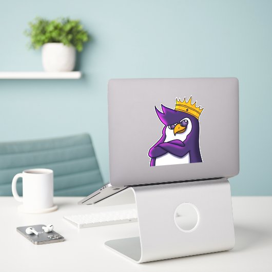 King Kenguin Sticker (Laptop auf Schreibtisch)