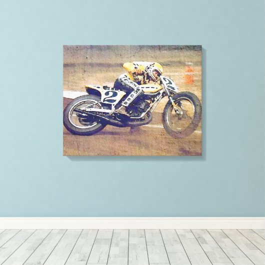"King" Kenny Roberts, in Aktion auf dem Dirt-Fahrr Leinwanddruck (Insitu (Holzboden))