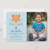 King Kitty Child's Birthday Foto Einladung (Vorderseite)