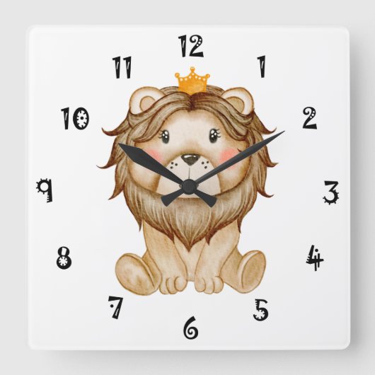 King Lion Face Wall Clock Quadratische Wanduhr (Vorderseite)