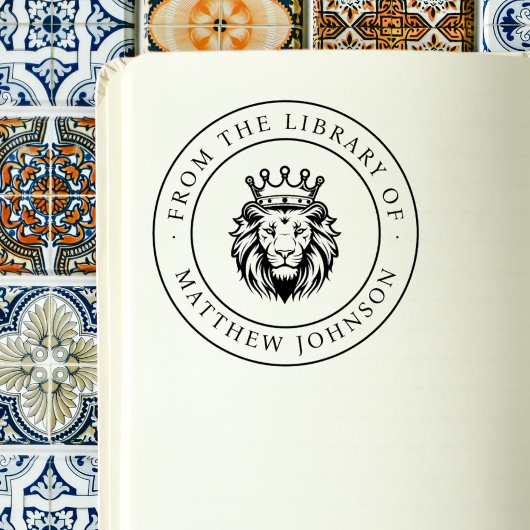 King Lion From The Library Of Custom Name Book Gummistempel
