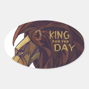 King Lion, King for Day Oval Sticker