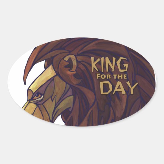 King Lion, King for Day Oval Sticker (Vorderseite)