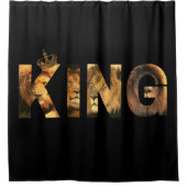 "KING Lion Lettering"-Design auf Schwarz Duschvorhang (Vorderseite)