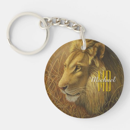 King Lion Monogram Name, Personalize Schlüsselanhänger (Vorderseite)