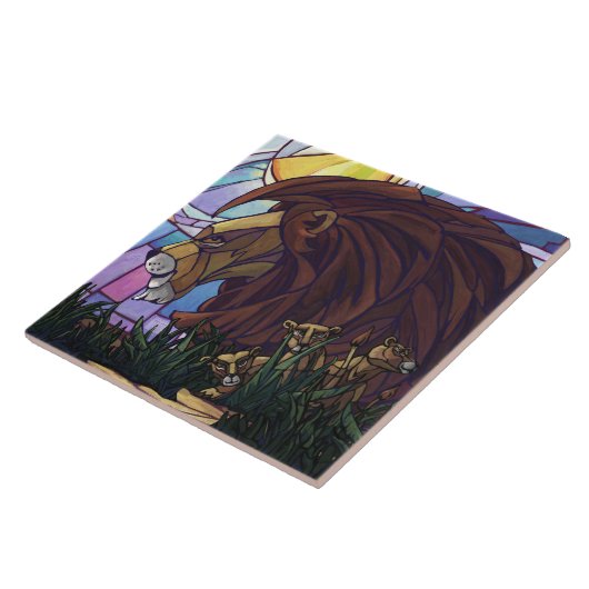 King Lion und Cubs Fliese (Seite)