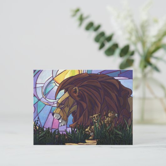 King Lion und Cubs Postkarte (Stehend Vorderseite)