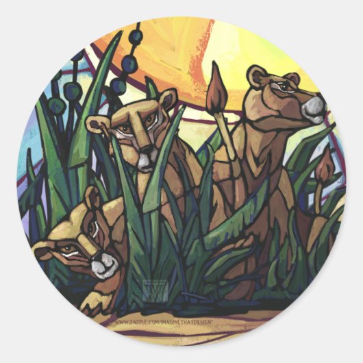 King Lion und Cubs Runder Aufkleber (Vorderseite)