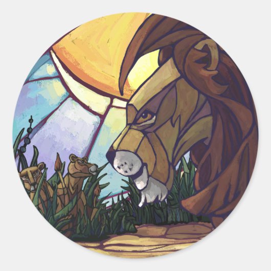 King Lion und Cubs Runder Aufkleber (Vorderseite)