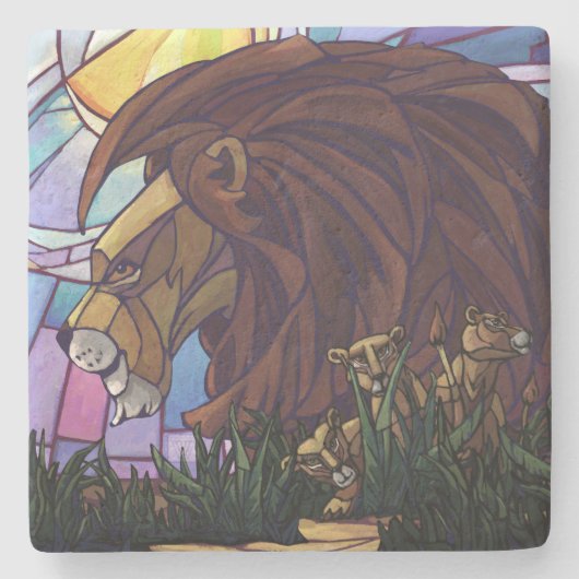 King Lion und Cubs Steinuntersetzer (Vorderseite)